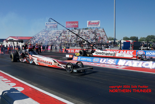 T. J. Tindle (near lane) vs Melanie Johnson (far lane)